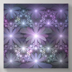 Bed of Flowers Trendy Shiny Abstract Fractal Art Acrylic Photo Tile