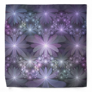 Bed of Flowers Trendy Shiny Abstract Fractal Art Bandana