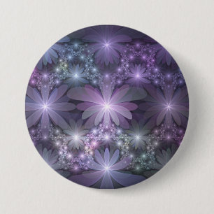 Bed of Flowers Trendy Shiny Abstract Fractal Art Button