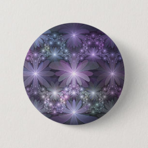 Bed of Flowers Trendy Shiny Abstract Fractal Art Button