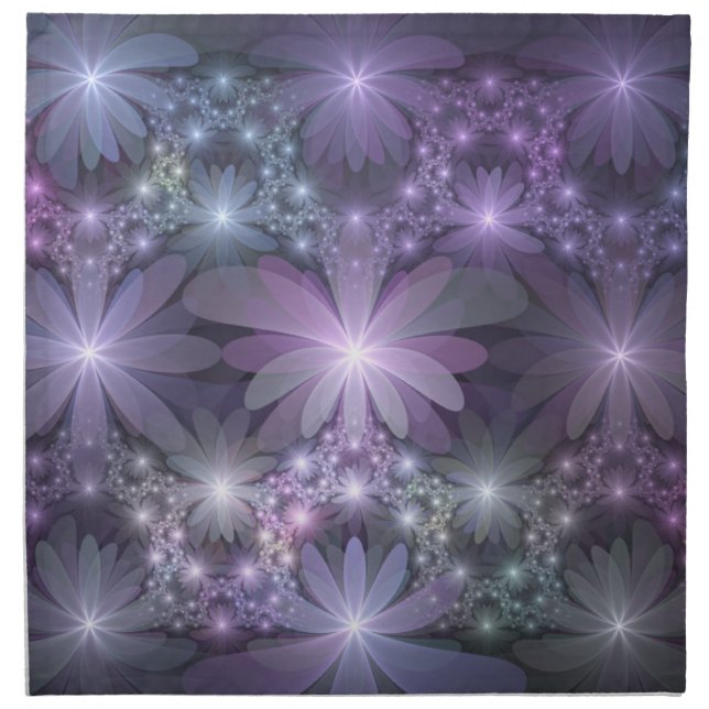 Bed of Flowers Trendy Shiny Abstract Fractal Art Cloth Napkin (Front)