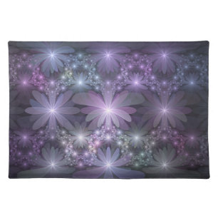 Bed of Flowers Trendy Shiny Abstract Fractal Art Cloth Placemat