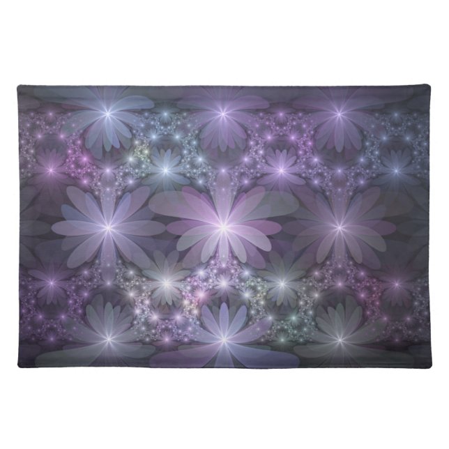 Bed of Flowers Trendy Shiny Abstract Fractal Art Cloth Placemat (Front)