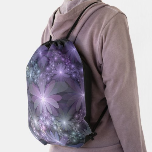 Bed of Flowers Trendy Shiny Abstract Fractal Art Drawstring Bag