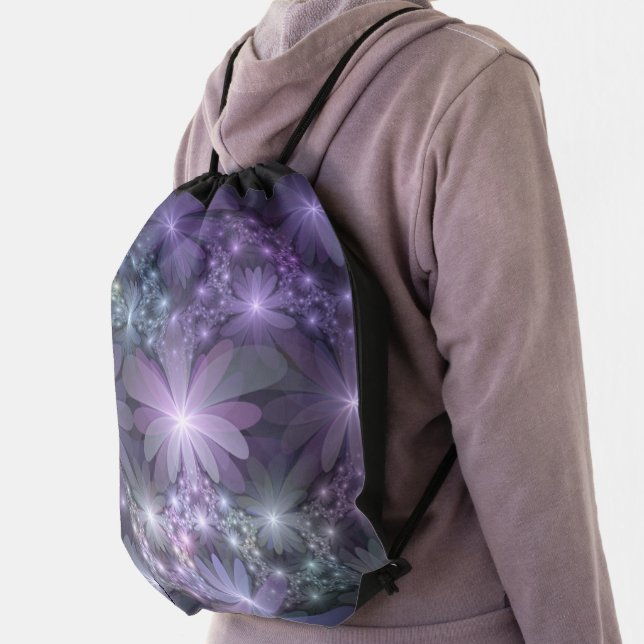 Bed of Flowers Trendy Shiny Abstract Fractal Art Drawstring Bag (Insitu)