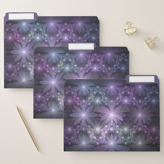 Bed of Flowers Trendy Shiny Abstract Fractal Art File Folder (Set)