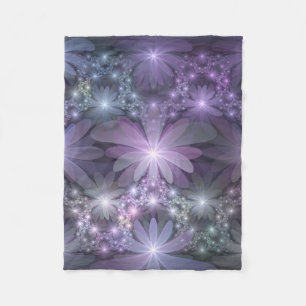 Bed of Flowers Trendy Shiny Abstract Fractal Art Fleece Blanket