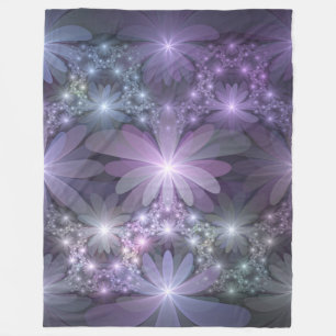 Bed of Flowers Trendy Shiny Abstract Fractal Art Fleece Blanket