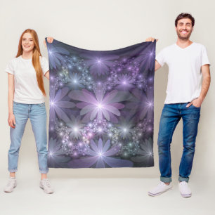 Bed of Flowers Trendy Shiny Abstract Fractal Art Fleece Blanket