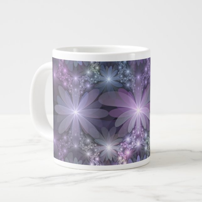 Bed of Flowers Trendy Shiny Abstract Fractal Art Giant Coffee Mug (Front Left)