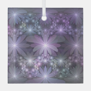 Bed of Flowers Trendy Shiny Abstract Fractal Art Glass Ornament