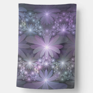 Bed of Flowers Trendy Shiny Abstract Fractal Art House Flag