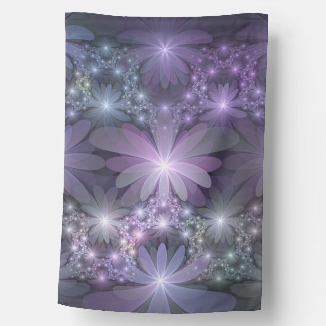 Bed of Flowers Trendy Shiny Abstract Fractal Art House Flag (Front)