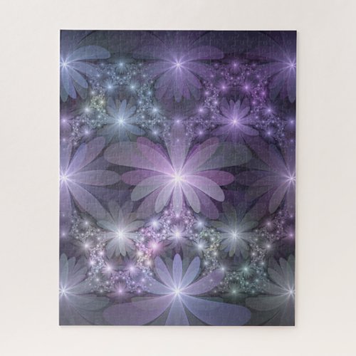 Bed of Flowers Trendy Shiny Abstract Fractal Art Jigsaw Puzzle