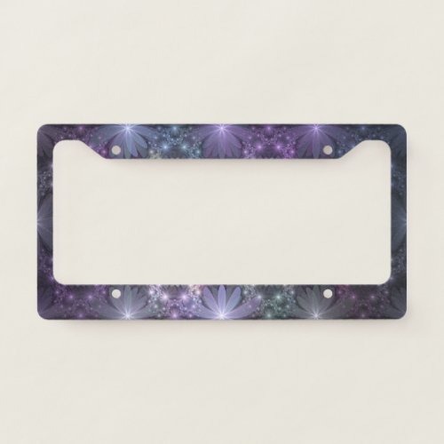 Bed of Flowers Trendy Shiny Abstract Fractal Art License Plate Frame