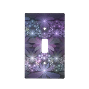 Bed of Flowers Trendy Shiny Abstract Fractal Art Light Switch Cover