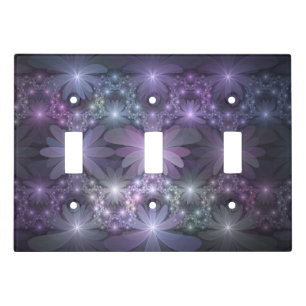 Bed of Flowers Trendy Shiny Abstract Fractal Art Light Switch Cover