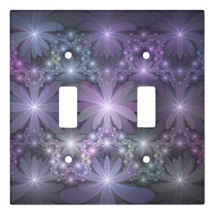 Bed of Flowers Trendy Shiny Abstract Fractal Art Light Switch Cover