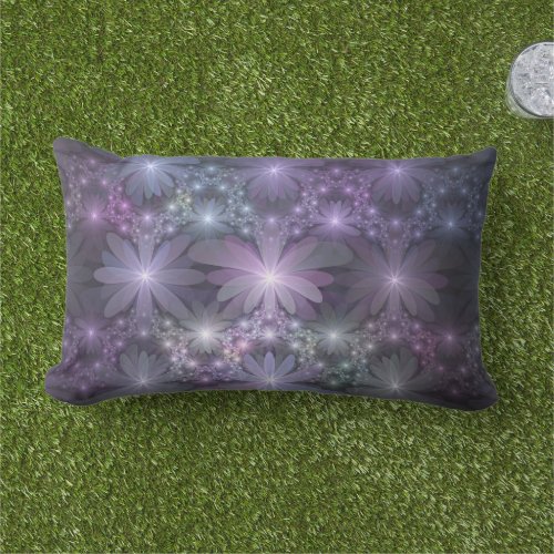 Bed of Flowers Trendy Shiny Abstract Fractal Art Lumbar Pillow