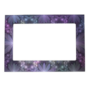 Bed of Flowers Trendy Shiny Abstract Fractal Art Magnetic Frame