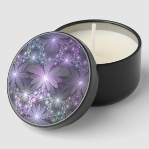 Bed of Flowers Trendy Shiny Abstract Fractal Art Mini Candle Favors