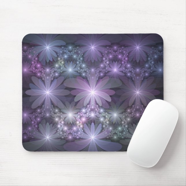Bed of Flowers Trendy Shiny Abstract Fractal Art Mouse Pad (With Mouse)