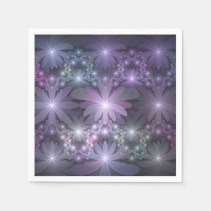 Bed of Flowers Trendy Shiny Abstract Fractal Art Napkins
