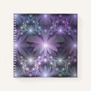 Bed of Flowers Trendy Shiny Abstract Fractal Art Notebook
