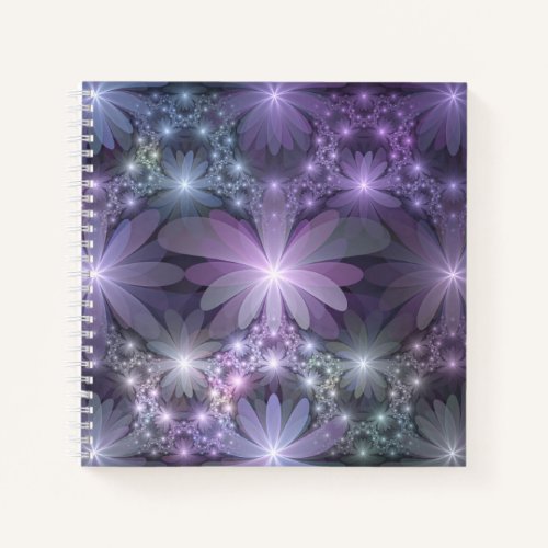 Bed of Flowers Trendy Shiny Abstract Fractal Art Notebook