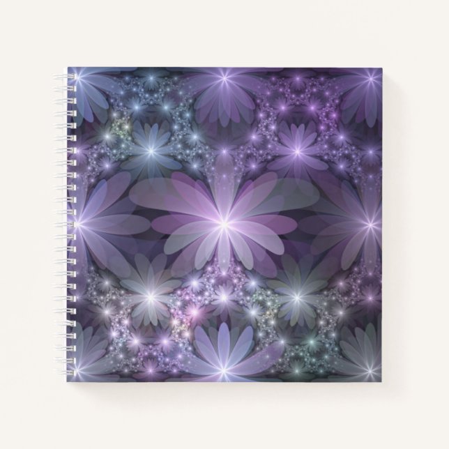 Bed of Flowers Trendy Shiny Abstract Fractal Art Notebook (Front)
