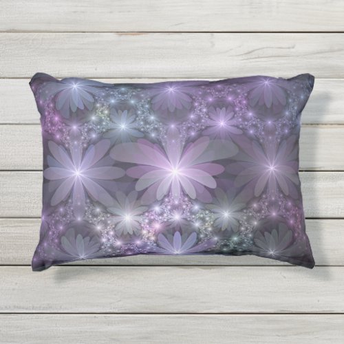 Bed of Flowers Trendy Shiny Abstract Fractal Art Outdoor Pillow