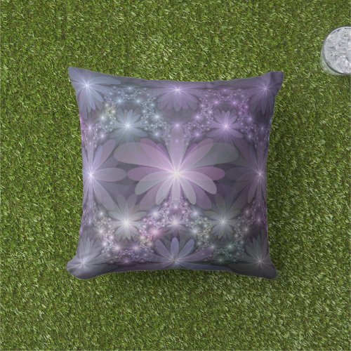 Bed of Flowers Trendy Shiny Abstract Fractal Art Outdoor Pillow