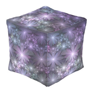Bed of Flowers Trendy Shiny Abstract Fractal Art Outdoor Pouf