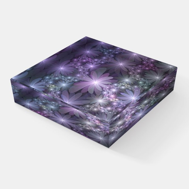 Bed of Flowers Trendy Shiny Abstract Fractal Art Paperweight (Angled)