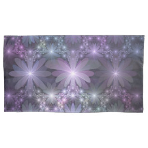 Bed of Flowers Trendy Shiny Abstract Fractal Art Pillow Case