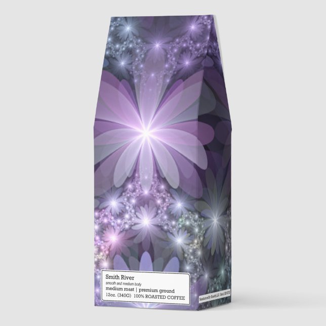 Bed of Flowers Trendy Shiny Abstract Fractal Art Roasted Coffee (Front)