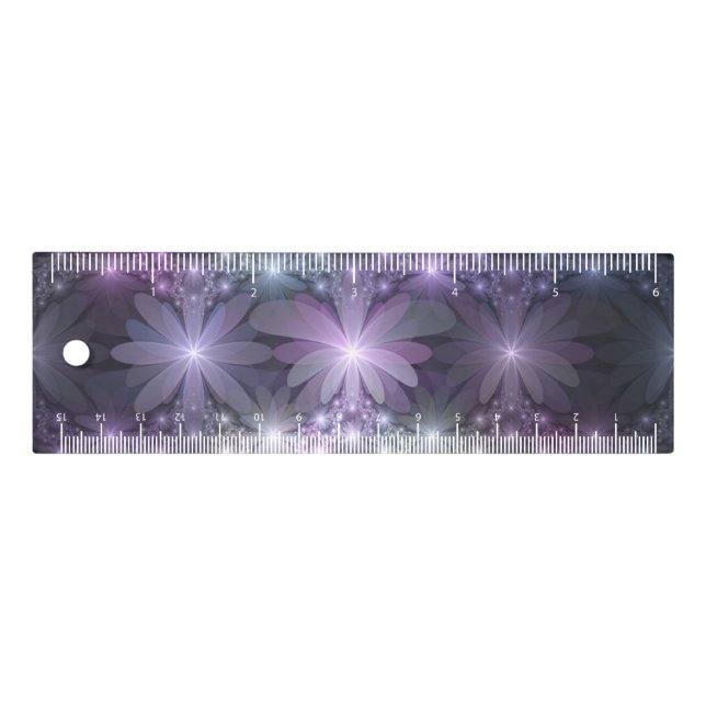 Bed of Flowers Trendy Shiny Abstract Fractal Art Ruler (Front)