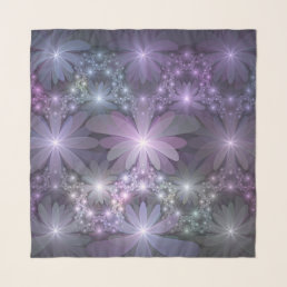 Bed of Flowers Trendy Shiny Abstract Fractal Art Scarf
