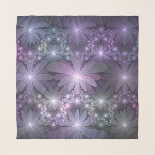 Bed of Flowers Trendy Shiny Abstract Fractal Art Scarf