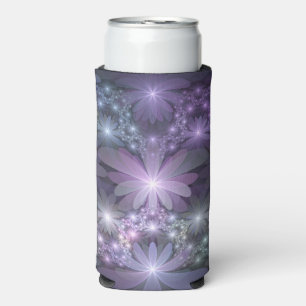 Bed of Flowers Trendy Shiny Abstract Fractal Art Seltzer Can Cooler