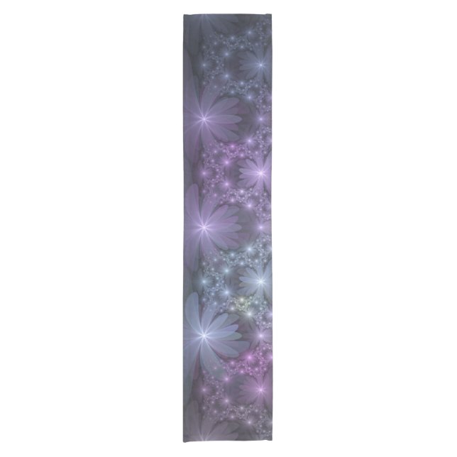 Bed of Flowers Trendy Shiny Abstract Fractal Art Short Table Runner (Front)