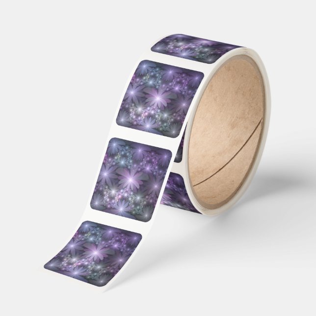 Bed of Flowers Trendy Shiny Abstract Fractal Art Square Sticker (Roll)