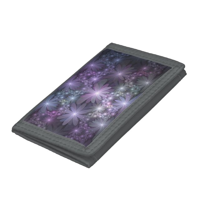 Bed of Flowers Trendy Shiny Abstract Fractal Art Trifold Wallet (Bottom)