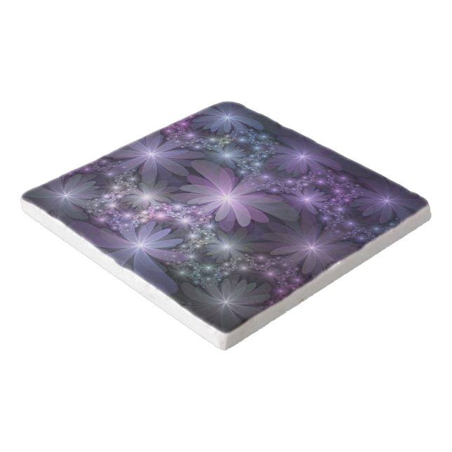 Bed of Flowers Trendy Shiny Abstract Fractal Art Trivet (Corner)