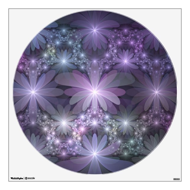 Bed of Flowers Trendy Shiny Abstract Fractal Art Wall Decal (Front)