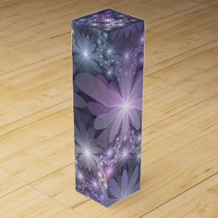 Bed of Flowers Trendy Shiny Abstract Fractal Art Wine Box