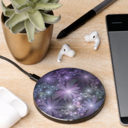 Bed of Flowers Trendy Shiny Abstract Fractal Art Wireless Charger