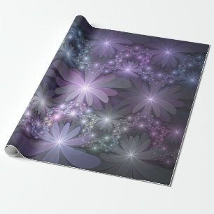 Bed of Flowers Trendy Shiny Abstract Fractal Art Wrapping Paper