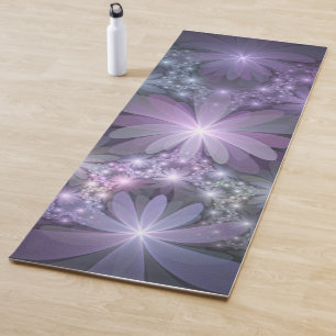Bed of Flowers Trendy Shiny Abstract Fractal Art Yoga Mat