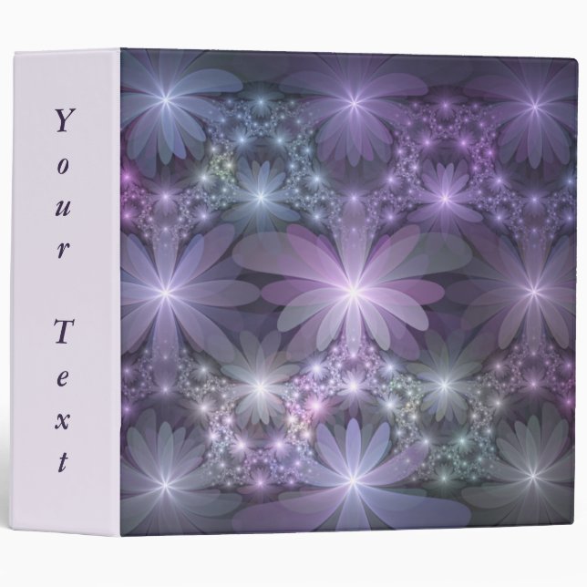 Bed of Flowers Trendy Shiny Abstract Fractal Text 3 Ring Binder (Front/Spine)